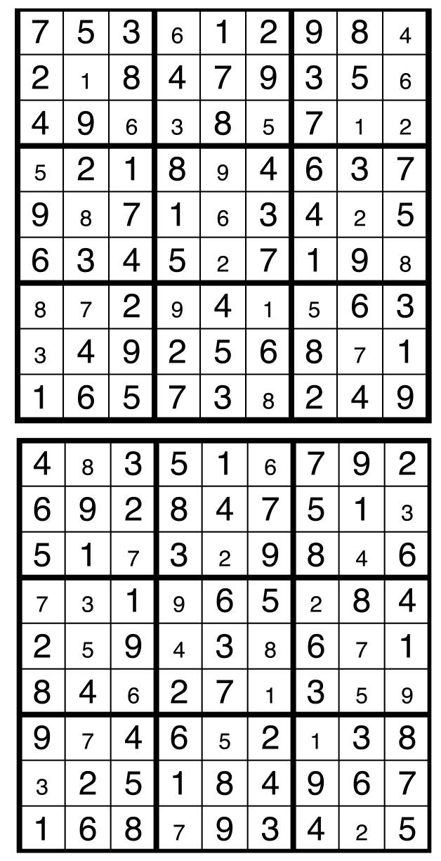 Solutions des sudokus du précédent numéro