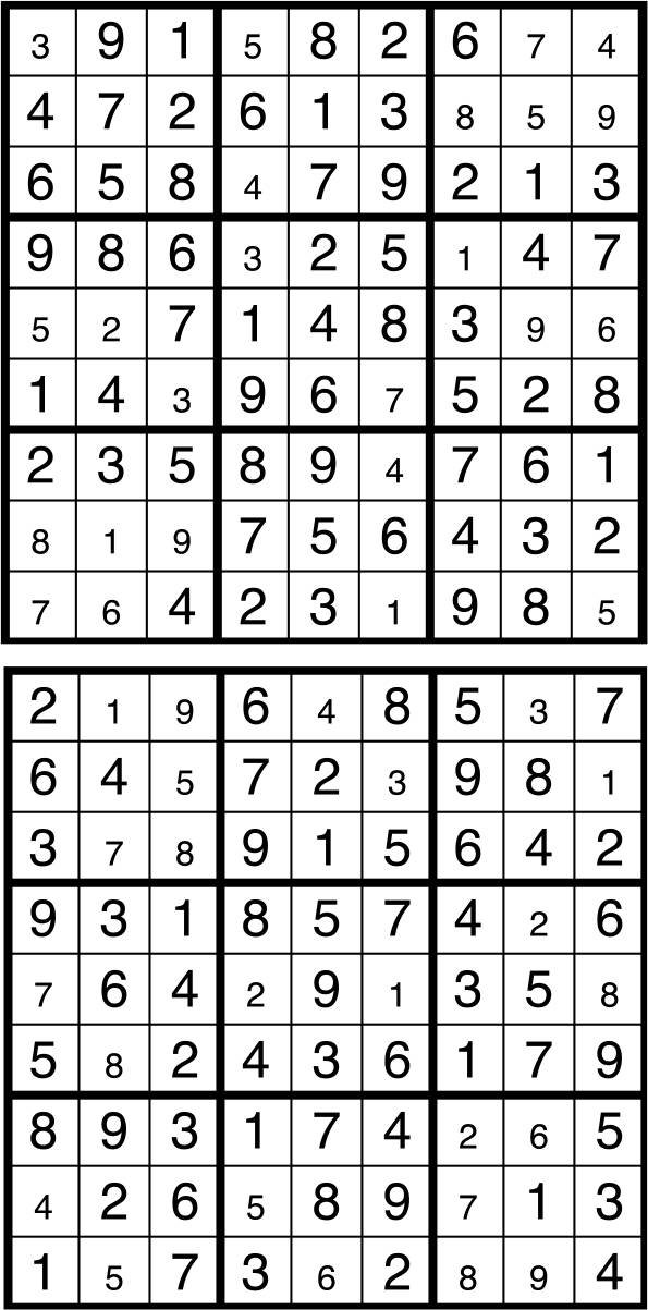 Solutions des sudokus du précédent numéro