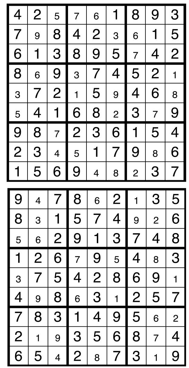 Solutions des sudokus du précédent numéro