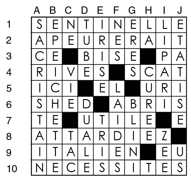 Solutions des mots croisés du précédent numéro