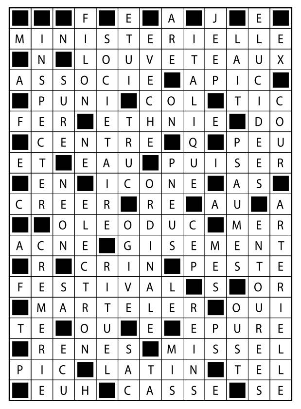 Solutions des mots fléchés du précédent numéro