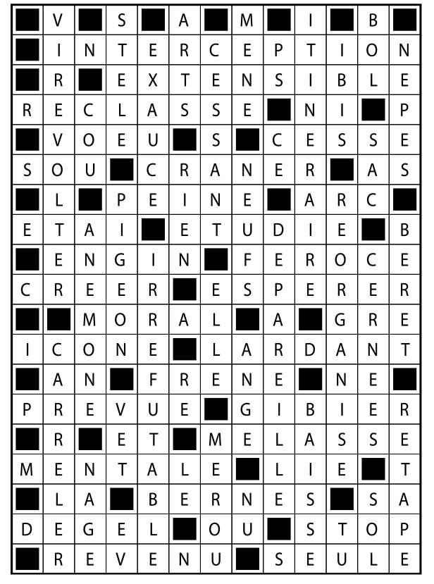 Solutions des mots fléchés du précédent numéro
