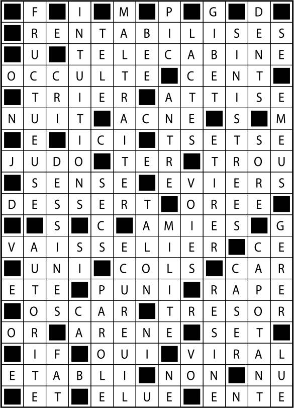 Solutions des mots fléchés du précédent numéro