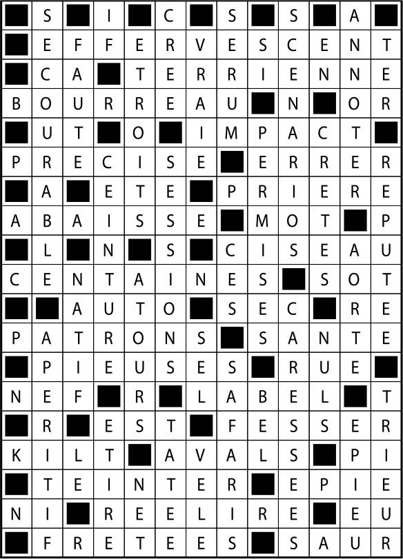 Solutions des mots fléchés du précédent numéro