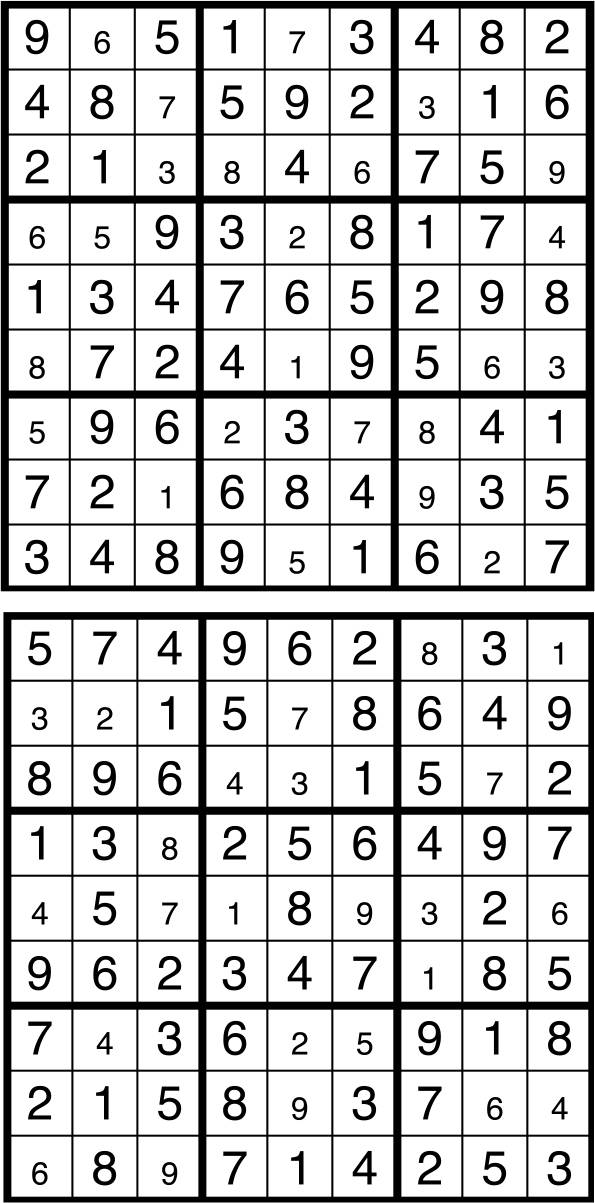 Solutions des sudokus du précédent numéro