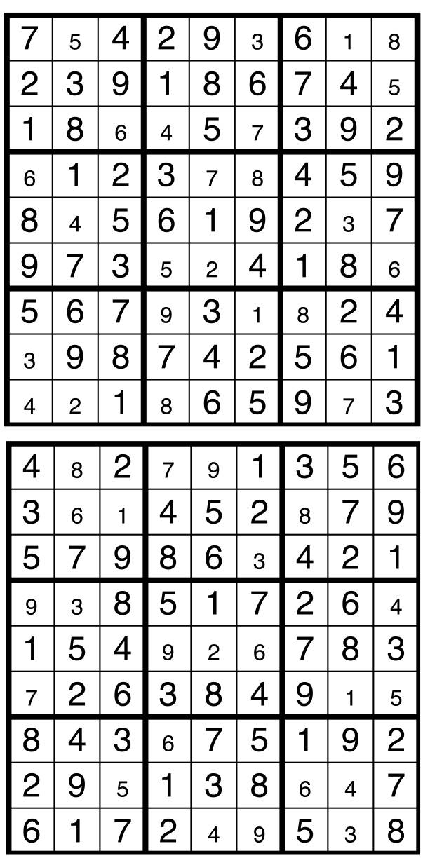 Solutions des sudokus du précédent numéro