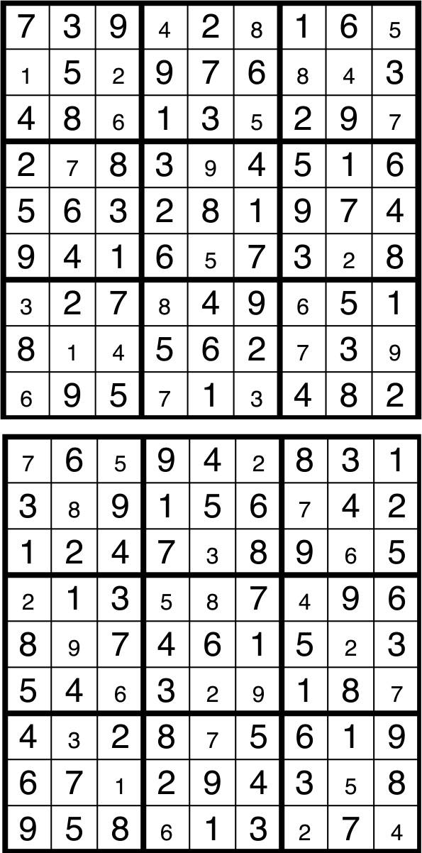 Solutions des sudokus du précédent numéro