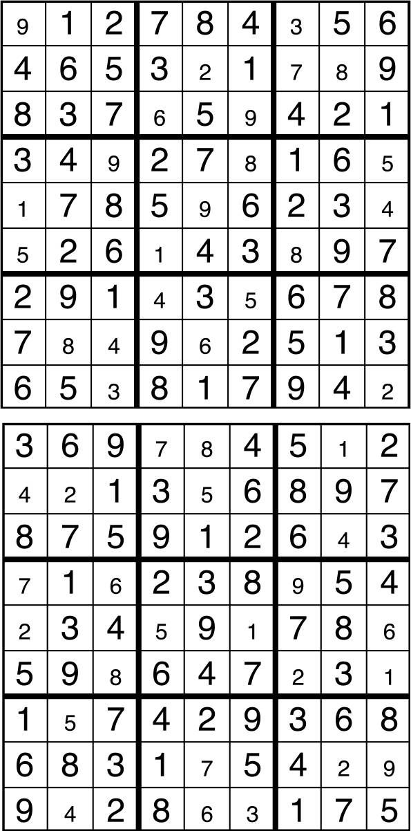 Solutions des sudokus du précédent numéro