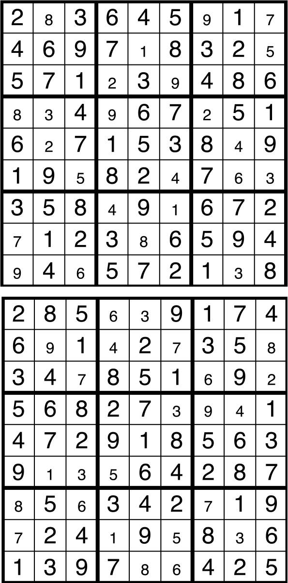 Solutions des sudokus du précédent numéro