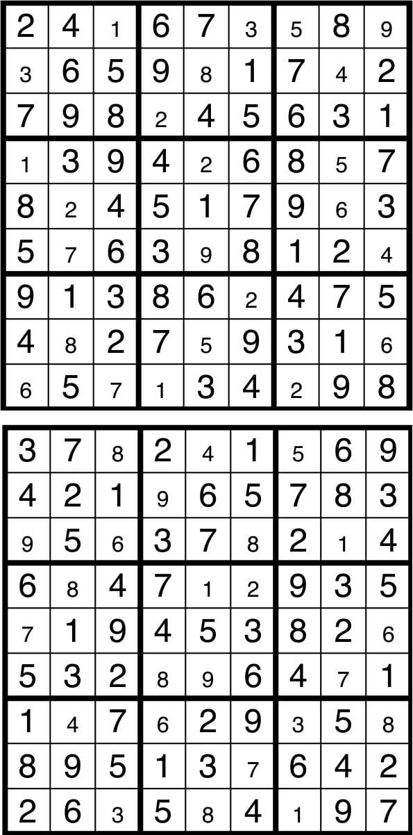 Solutions des sudokus du précédent numéro