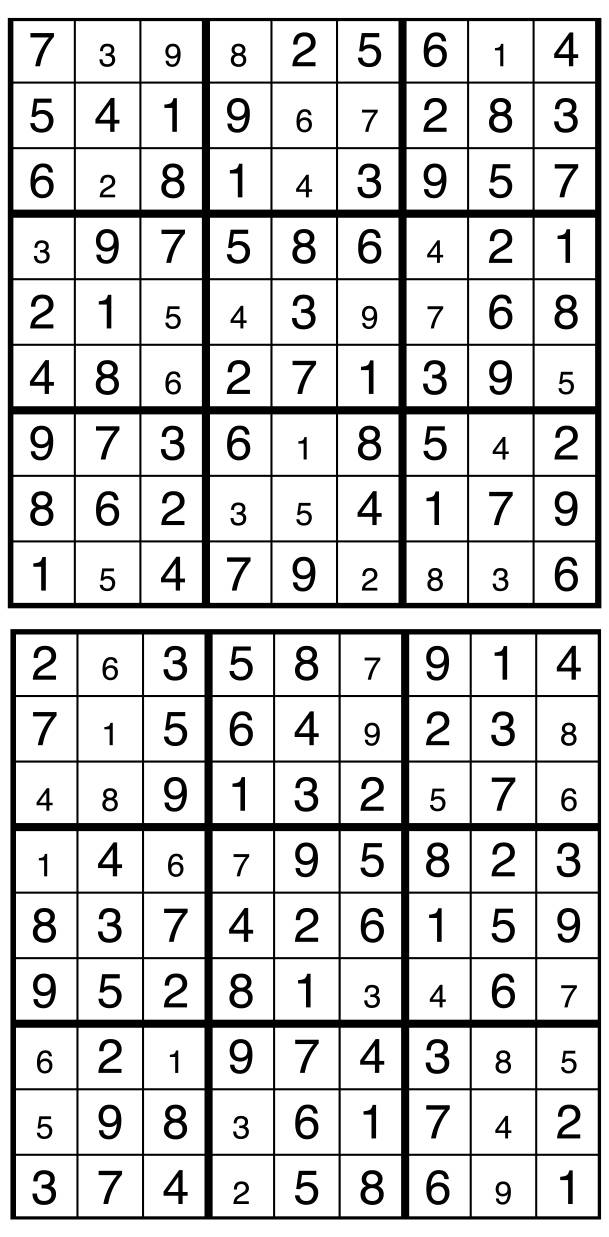 Solutions des sudokus du précédent numéro