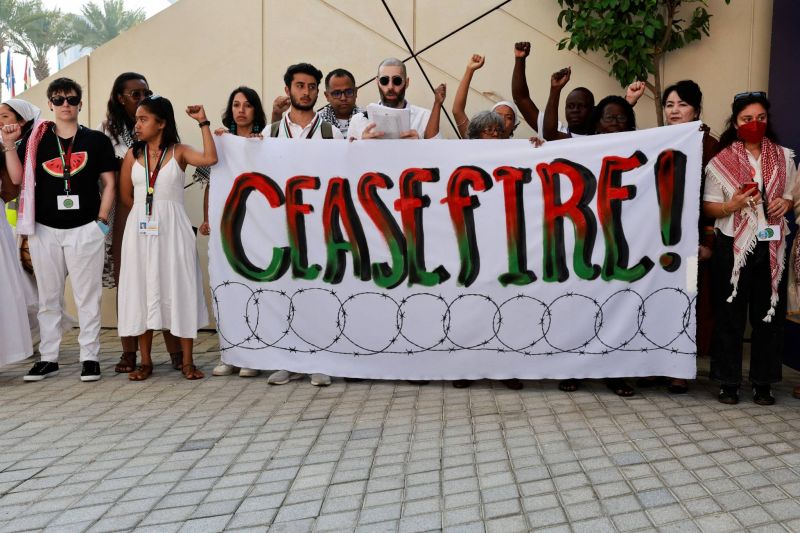 Manifestation strictement encadrée en soutien aux Gazaouis à la COP28