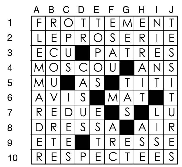 Solutions des mots croisés du précédent numéro