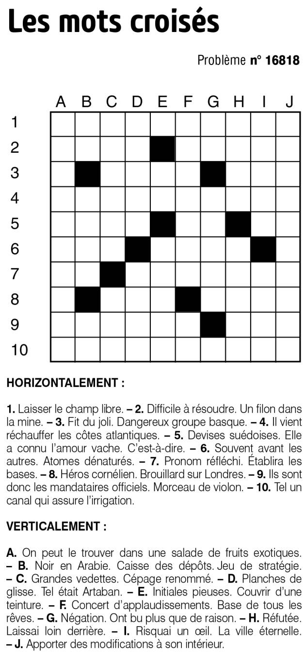 Solutions des mots croisés du précédent numéro