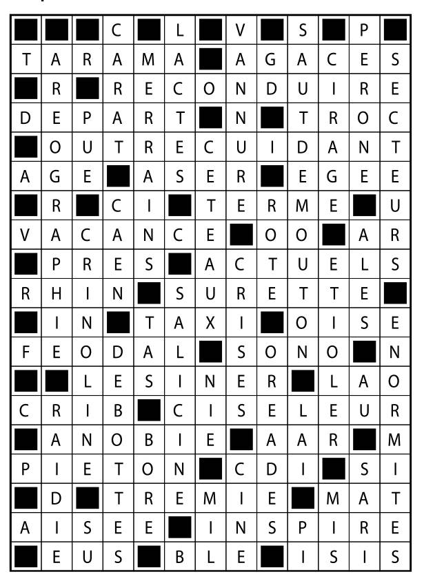 Solutions des mots fléchés du précédent numéro