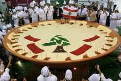 Lebanon's first record-breaking hummus bowl in 2009. (Credit: Ramzi Haidar/AFP-Getty Images)