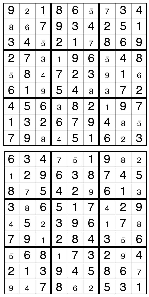 Solutions des sudokus du précédent numéro