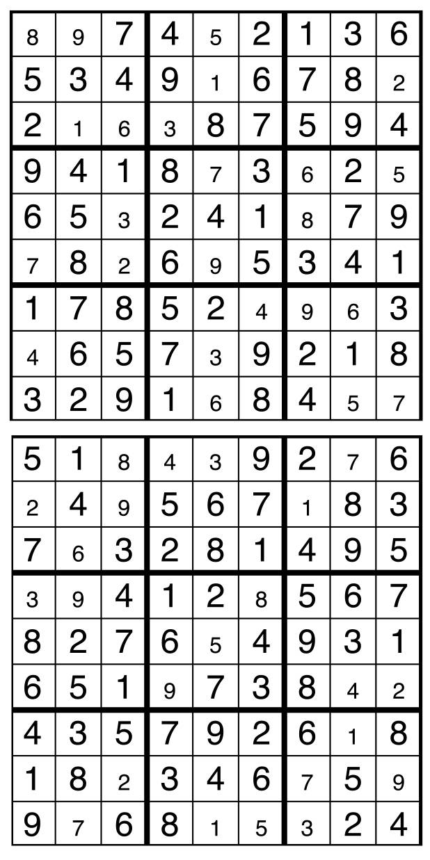Solutions des sudokus du précédent numéro