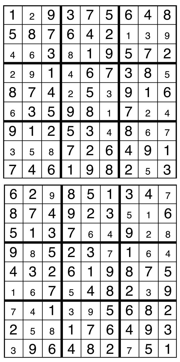 Solutions des sudokus du précédent numéro