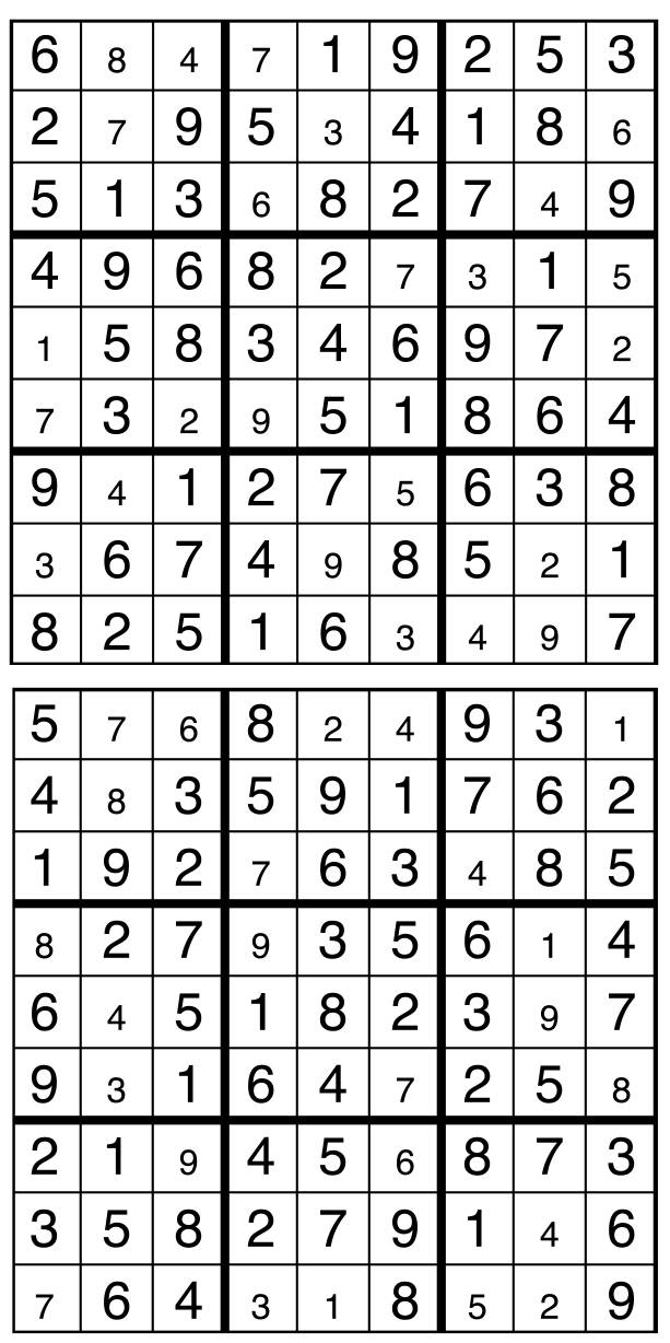 Solutions des sudokus du précédent numéro