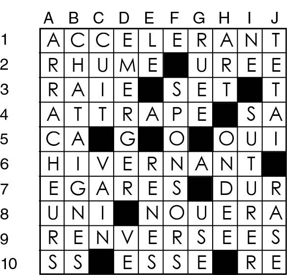 Solutions des mots croisés du précédent numéro