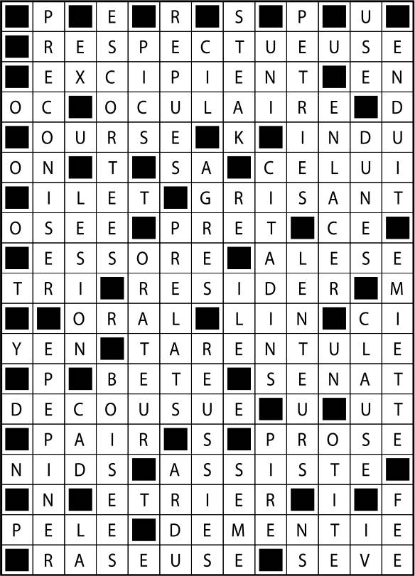 Solutions des mots fléchés du précédent numéro