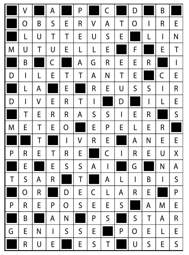 Solutions des mots fléchés du précédent numéro