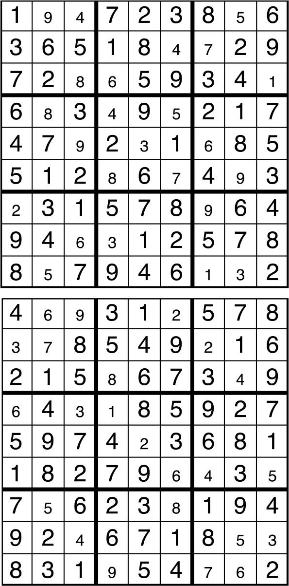 Solutions des sudokus du précédent numéro