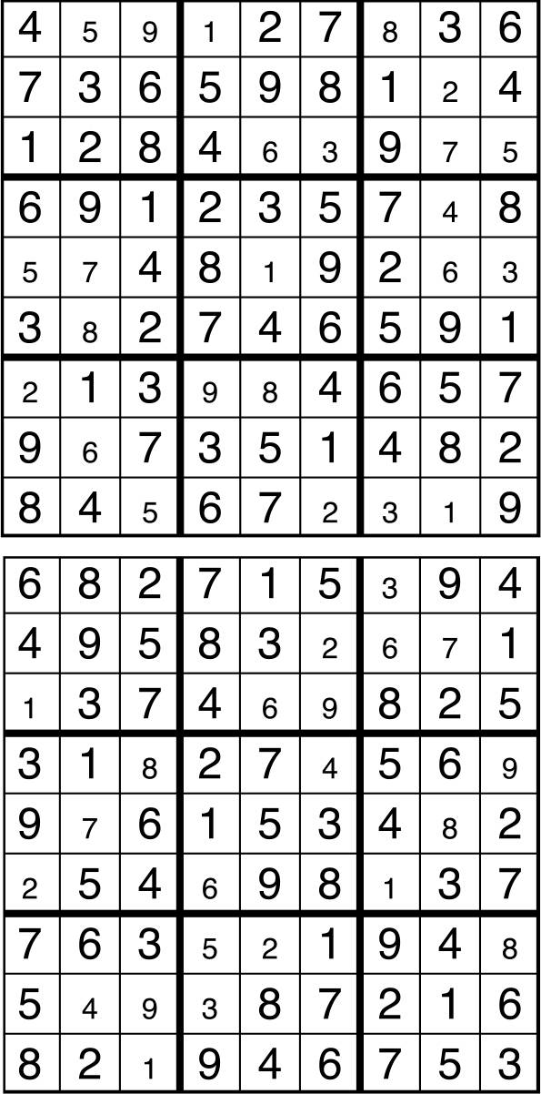 Solutions des sudokus du précédent numéro