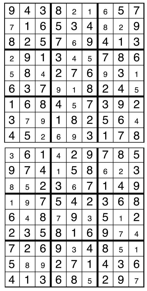 Solutions des sudokus du précédent numéro
