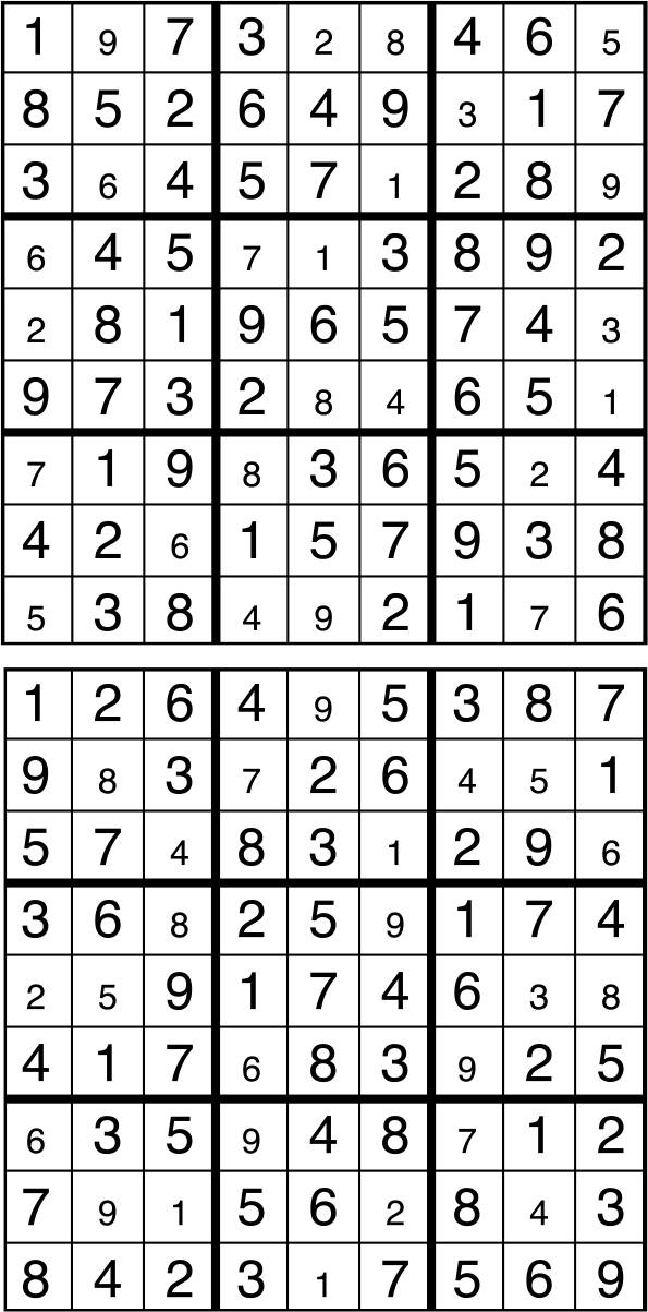 Solutions des sudokus du précédent numéro
