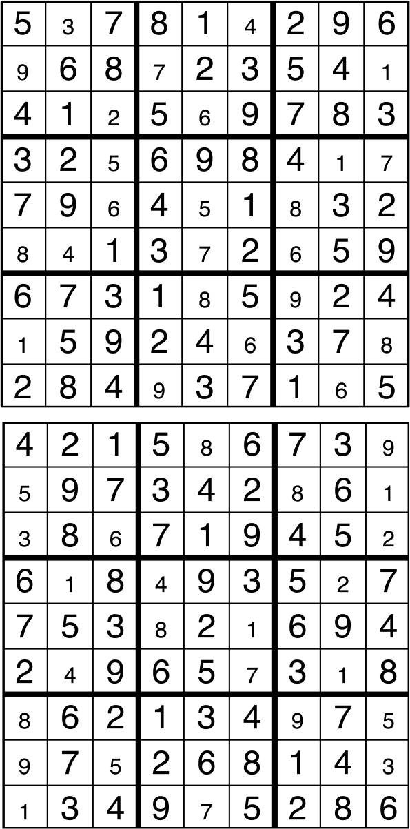Solutions des sudokus du précédent numéro