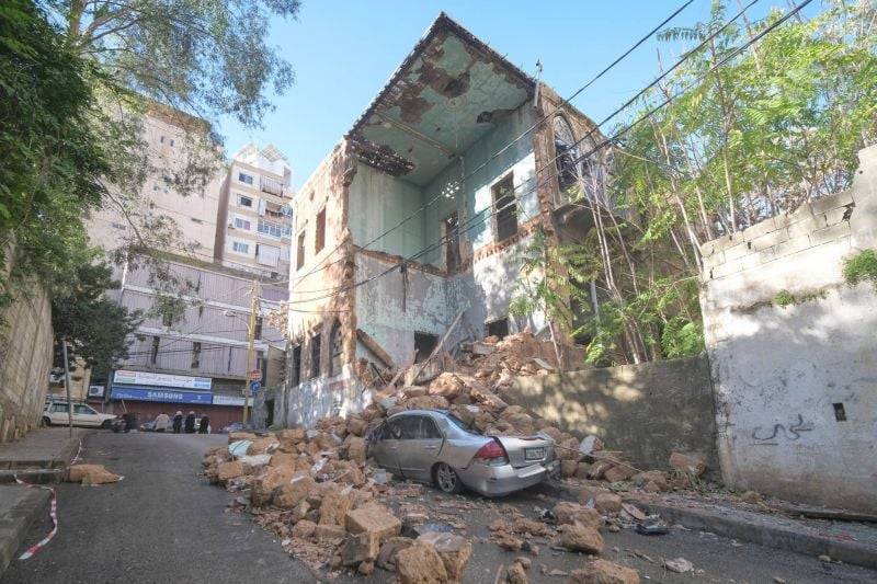 Section of Beirut house collapses amid torrential rains