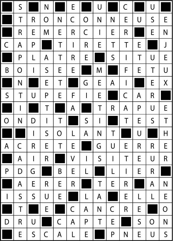 Solutions des mots fléchés du précédent numéro