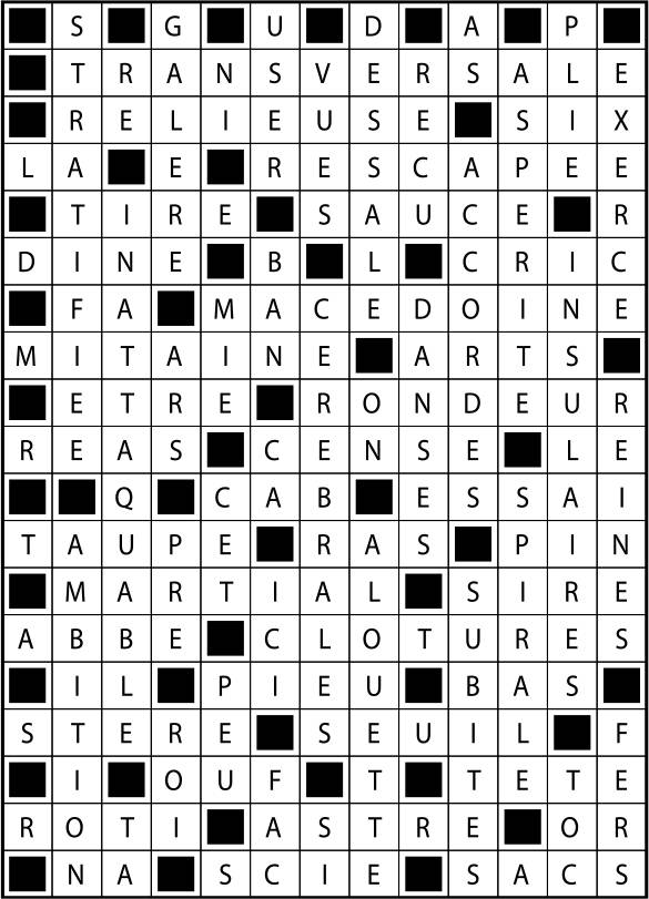 Solutions des mots fléchés du précédent numéro