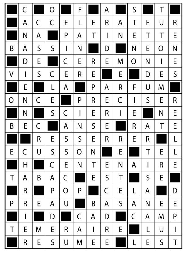 Solutions des mots fléchés du précédent numéro