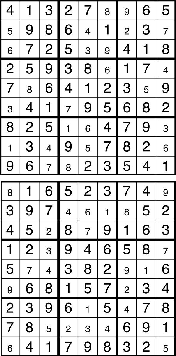 Solutions des sudokus du précédent numéro