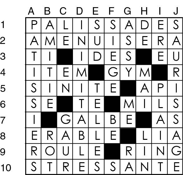 Solutions des mots croisés du précédent numéro