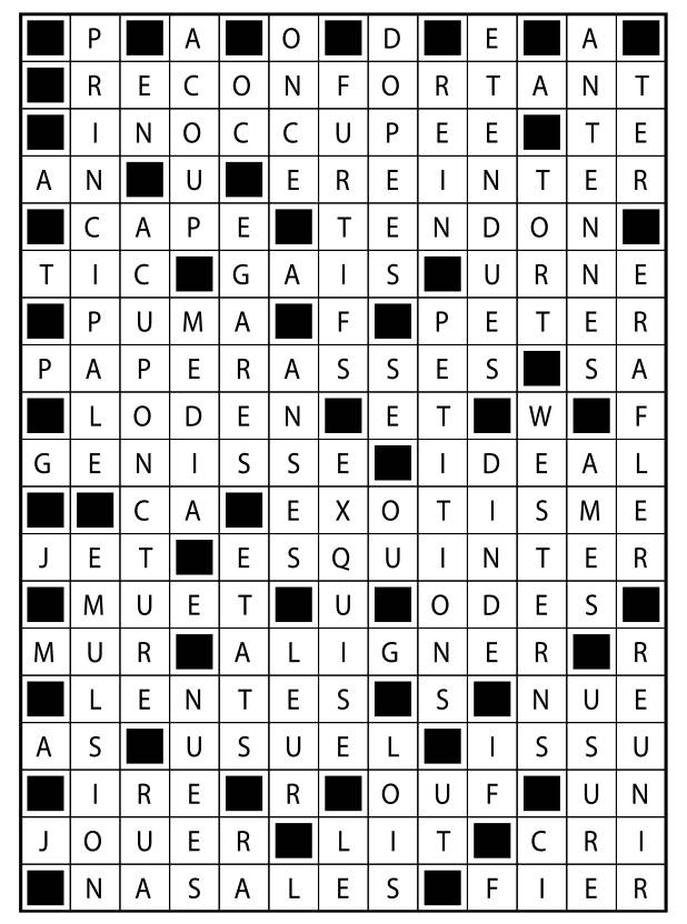 Solutions des mots fléchés du précédent numéro