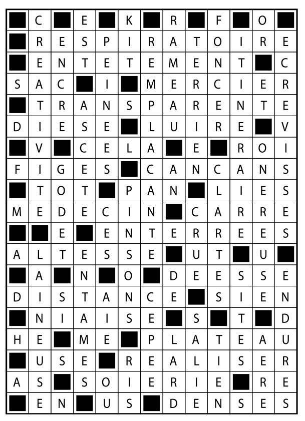Solutions des mots fléchés du précédent numéro