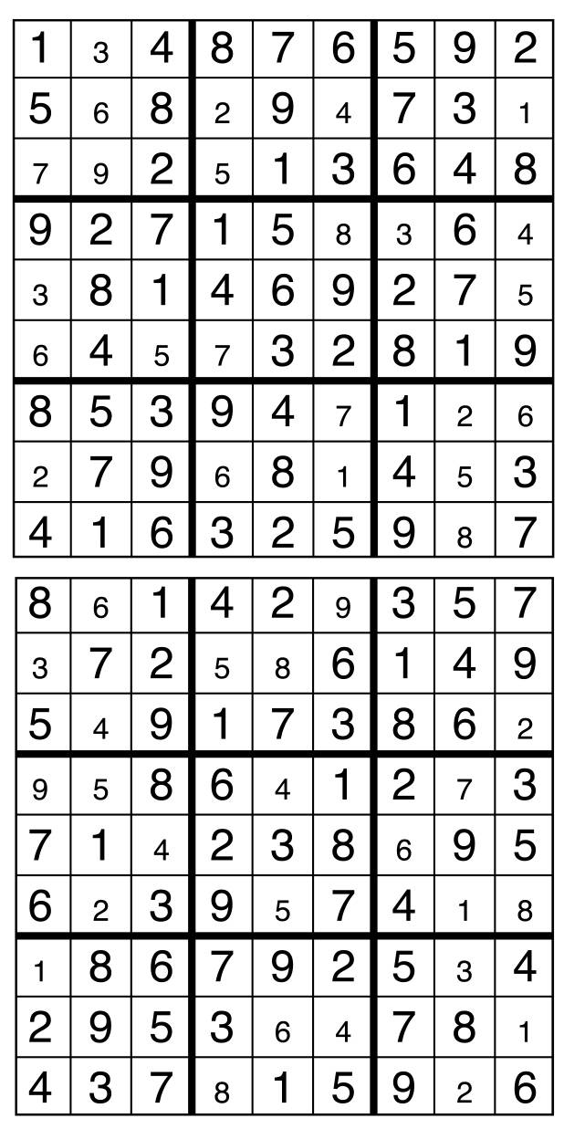 Solutions des sudokus du précédent numéro