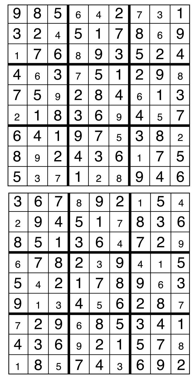 Solutions des sudokus du précédent numéro