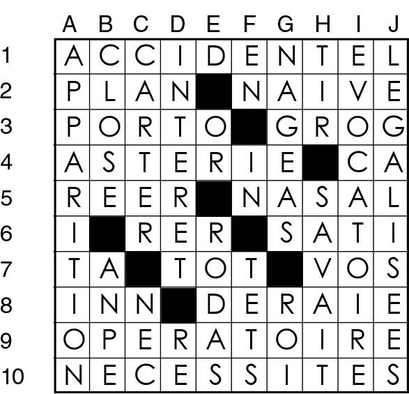 Solutions des mots croisés du précédent numéro