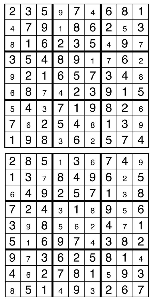 Solutions des sudokus du précédent numéro