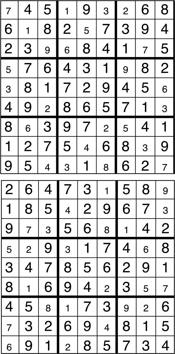 Solutions des sudokus du précédent numéro