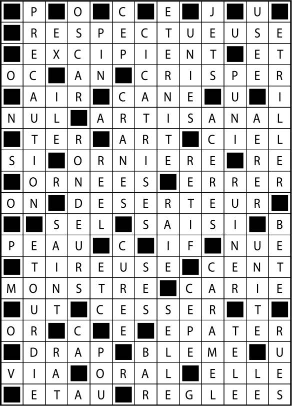 Solutions des mots fléchés du précédent numéro