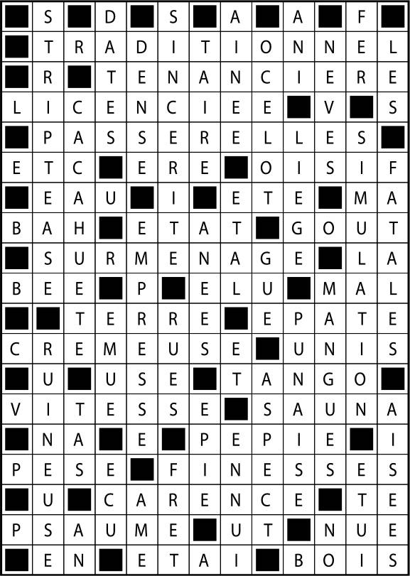 Solutions des mots fléchés du précédent numéro