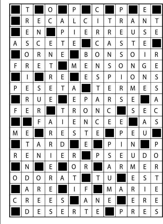 Solutions des mots fléchés du précédent numéro