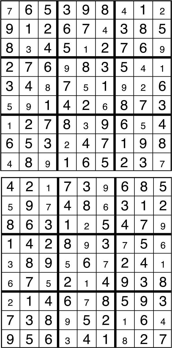 Solutions des sudokus du précédent numéro