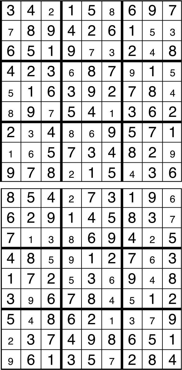 Solutions des sudokus du précédent numéro